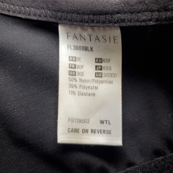 Fantasie bra, tan with black lace overlay, 30DDD - Picture 2 of 2